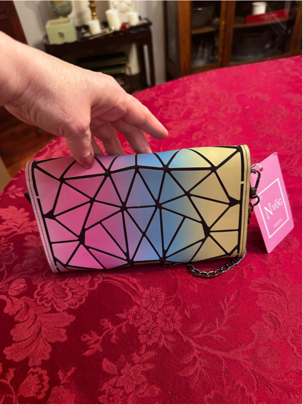 NVOG Multicolor Geometric Wallet On Chain - Picture 3 of 6